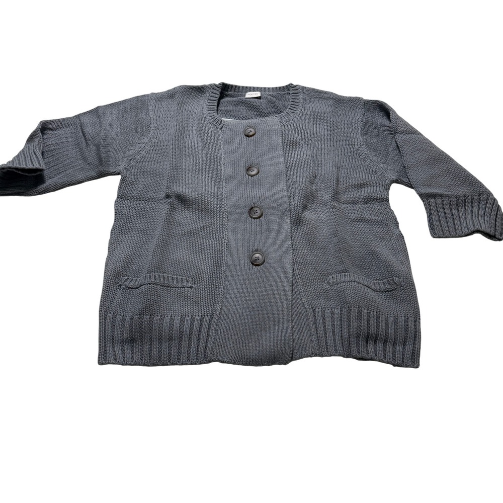 Poetry Cardigan Sweater Wms SZ US 6 Gray Cotton Square Neck Pockets NWT